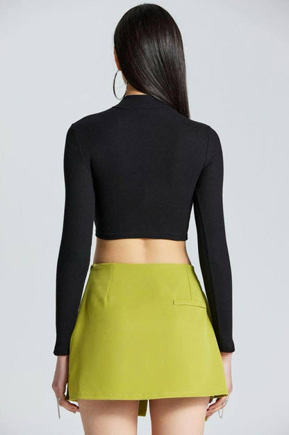 Langarm Crop Top Schwarz