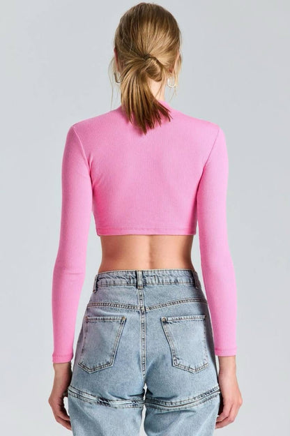 Langarm Crop Top  Pink